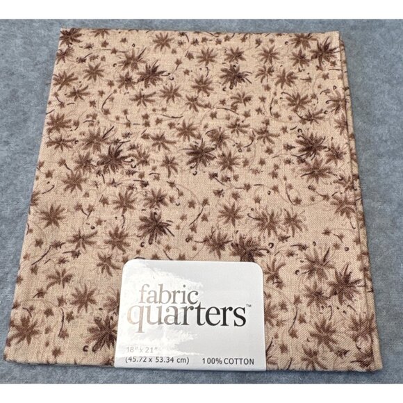Brown Floral Cotton Fabric Quarter 18" x 21" By Fabric Quarters for Quilting Cra - Picture 1 of 5